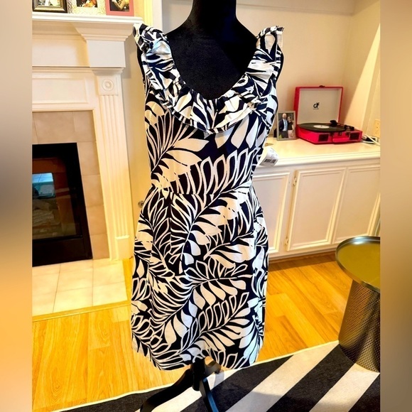 KATE SPADE Black & White Stella Dress Ruffle Collar Size 8 NWT (FLAWED) - Picture 1 of 9